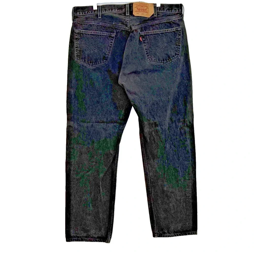 Levi's 501 Jeans Mens Size 42x34 Black Washed Button Fly Straight Leg Red Tab